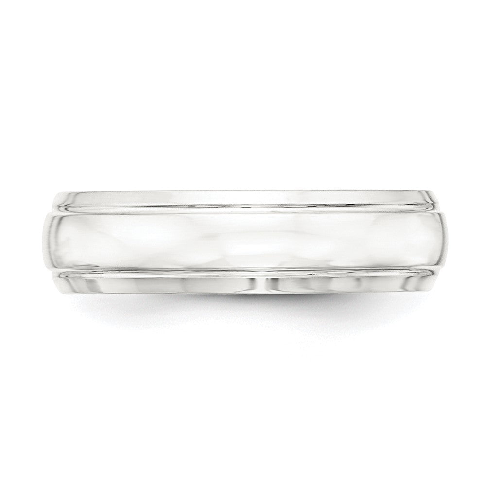 Sterling Silver 6mm Polished Domed with Grooved Beveled Edge Fancy Band