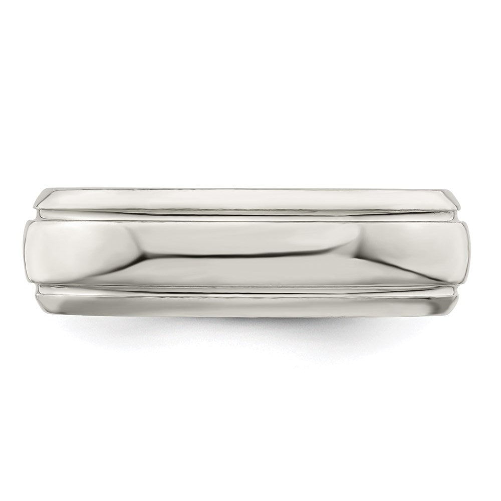 Sterling Silver 6mm Polished Domed with Grooved Beveled Edge Fancy Band