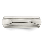 Sterling Silver 6mm Polished Domed with Grooved Beveled Edge Fancy Band