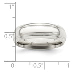 Sterling Silver 6mm Polished Domed with Grooved Beveled Edge Fancy Band