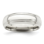 Sterling Silver 6mm Polished Domed with Grooved Beveled Edge Fancy Band