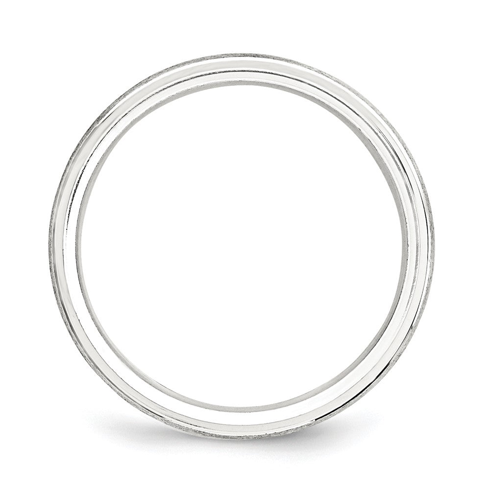 Sterling Silver 6mm Brushed Domed with Grooved Beveled Edge Fancy Band
