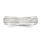 Sterling Silver 6mm Brushed Domed with Grooved Beveled Edge Fancy Band
