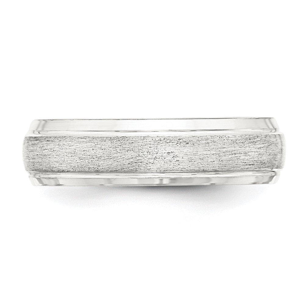 Sterling Silver 6mm Brushed Domed with Grooved Beveled Edge Fancy Band