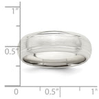 Sterling Silver 6mm Brushed Domed with Grooved Beveled Edge Fancy Band