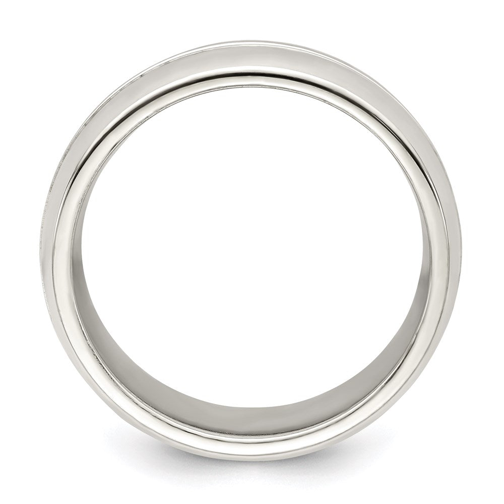 Sterling Silver 7mm Polished Domed Grooved Fancy Band