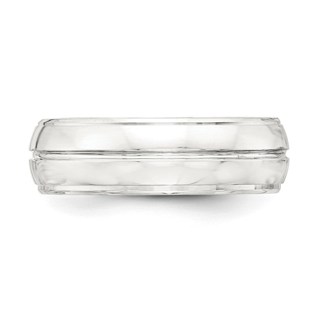 Sterling Silver 7mm Polished Domed Grooved Fancy Band