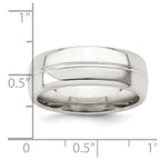 Sterling Silver 7mm Polished Domed Grooved Fancy Band