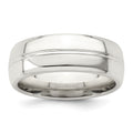 Sterling Silver 7mm Polished Domed Grooved Fancy Band