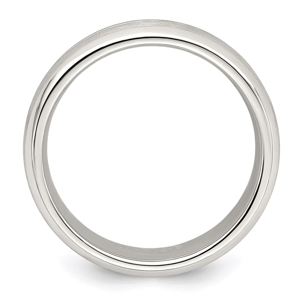 Sterling Silver 7mm Brushed Domed Grooved Fancy Band
