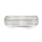 Sterling Silver 7mm Brushed Domed Grooved Fancy Band