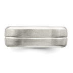 Sterling Silver 7mm Brushed Domed Grooved Fancy Band