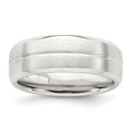 Sterling Silver 7mm Brushed Domed Grooved Fancy Band