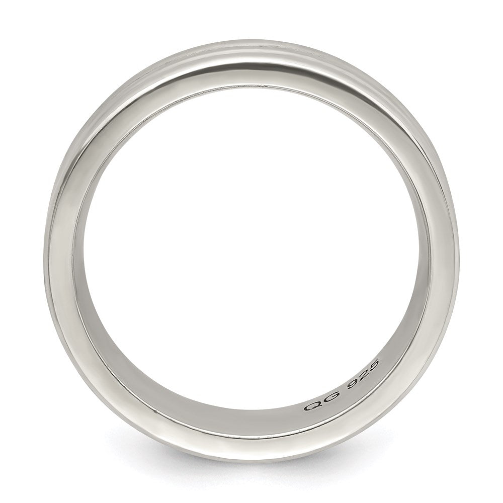 Sterling Silver 6mm Polished Flat Grooved Fancy Band