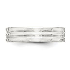 Sterling Silver 6mm Polished Flat Grooved Fancy Band
