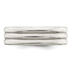 Sterling Silver 6mm Polished Flat Grooved Fancy Band