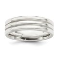 Sterling Silver 6mm Polished Flat Grooved Fancy Band