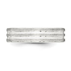 Sterling Silver 6mm Brushed Flat Grooved Fancy Band