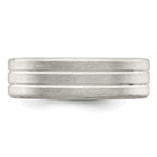 Sterling Silver 6mm Brushed Flat Grooved Fancy Band