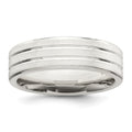Sterling Silver 6mm Brushed Flat Grooved Fancy Band