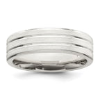 Sterling Silver 6mm Brushed Flat Grooved Fancy Band