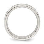 Sterling Silver 6mm Polished Flat Grooved Beveled Edge Fancy Band
