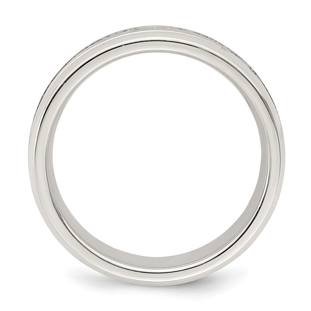 Sterling Silver 6mm Polished Flat Grooved Beveled Edge Fancy Band