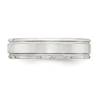 Sterling Silver 6mm Polished Flat Grooved Beveled Edge Fancy Band