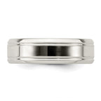 Sterling Silver 6mm Polished Flat Grooved Beveled Edge Fancy Band