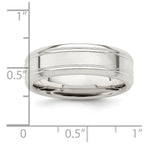 Sterling Silver 6mm Polished Flat Grooved Beveled Edge Fancy Band