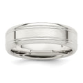 Sterling Silver 6mm Polished Flat Grooved Beveled Edge Fancy Band