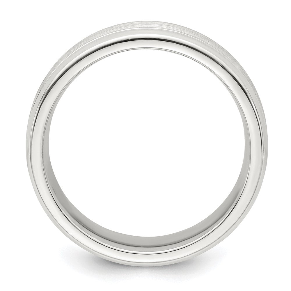Sterling Silver 6mm Brushed Flat Grooved Beveled Edge Fancy Band