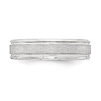 Sterling Silver 6mm Brushed Flat Grooved Beveled Edge Fancy Band