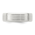 Sterling Silver 6mm Brushed Flat Grooved Beveled Edge Fancy Band