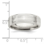 Sterling Silver 6mm Brushed Flat Grooved Beveled Edge Fancy Band