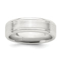 Sterling Silver 6mm Brushed Flat Grooved Beveled Edge Fancy Band