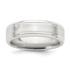 Sterling Silver 6mm Brushed Flat Grooved Beveled Edge Fancy Band