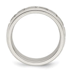 Sterling Silver 6mm Polished Flat Greek Key Design Beveled Edge Fancy Band