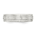 Sterling Silver 6mm Polished Flat Greek Key Design Beveled Edge Fancy Band