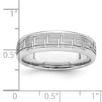 Sterling Silver Rhodium-plated Grooved 6mm Brushed Greek Key Band
