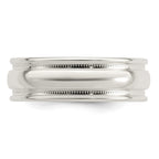 Sterling Silver 7mm Polished Domed Double Milgrain Fancy Band
