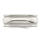 Sterling Silver 7mm Polished Domed Double Milgrain Fancy Band