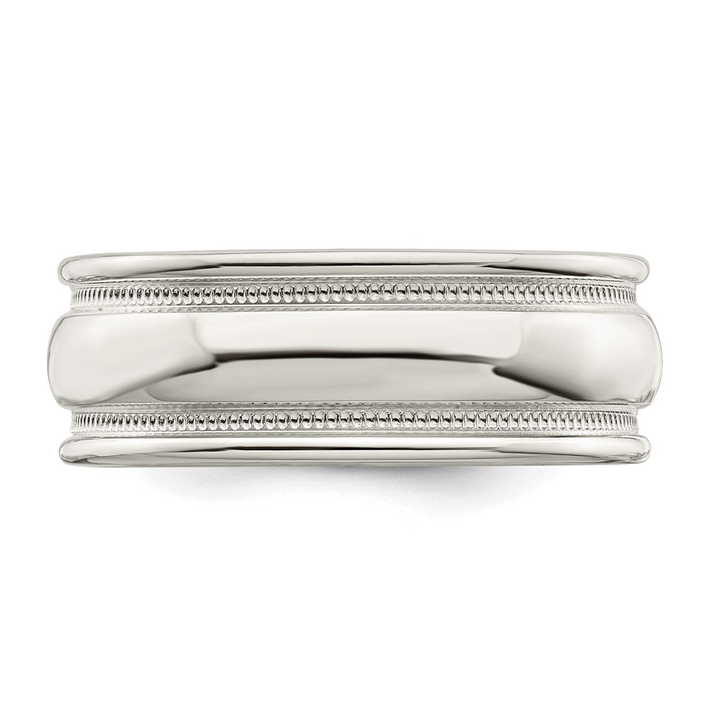 Sterling Silver 7mm Polished Domed Double Milgrain Fancy Band