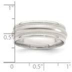 Sterling Silver 7mm Polished Domed Double Milgrain Fancy Band