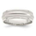 Sterling Silver 7mm Polished Domed Double Milgrain Fancy Band