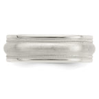 Sterling Silver 7mm Brushed Domed Double Milgrain Fancy Band