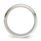 Sterling Silver 7mm Polished Flat Grooved Edge Fancy Band