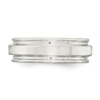 Sterling Silver 7mm Polished Flat Grooved Edge Fancy Band