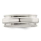 Sterling Silver 7mm Polished Flat Grooved Edge Fancy Band