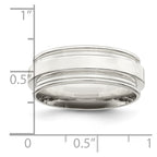 Sterling Silver 7mm Polished Flat Grooved Edge Fancy Band